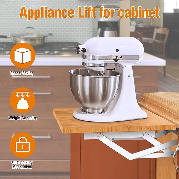 Zipcase Kitchen Appliance Lift，Mixer Lift for Cabinet with Soft-Close Holds Up to 45 lbs, Minimum Applicable Cabinet Size 20"H * 13"W*15"D