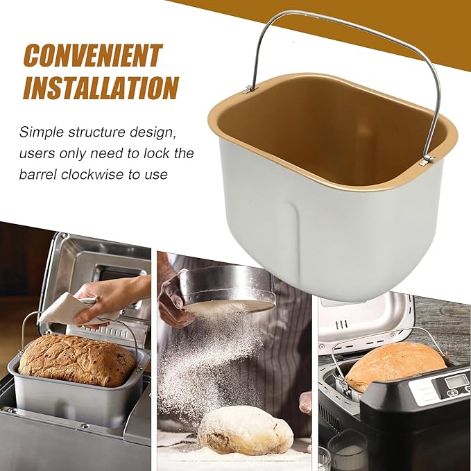 Bread Machine Baking Bucket (Rectangle), Bread Plate Household, Bread Baking Pan, 7.7" D x 5.6" W x 6" H, Capacity 2LB