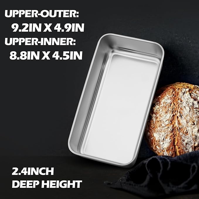 Leonyo 16 Pack Loaf Pans for Baking Bread, 9IN x 5IN Stainless Steel Loaf Pans Set for Homemade Bread, Meatloaf, Bananas, Brownies, Lasagnas, Dishwasher Oven Safe