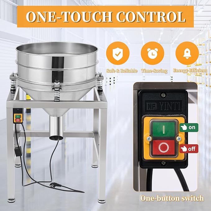 Automatic Powder Sifter Machine, 110V Electric Flour Sieve Shaker with 40 Mesh & 100 Mesh Stainless Steel Screens, High-Speed Sifting Machine for Baking, Food
