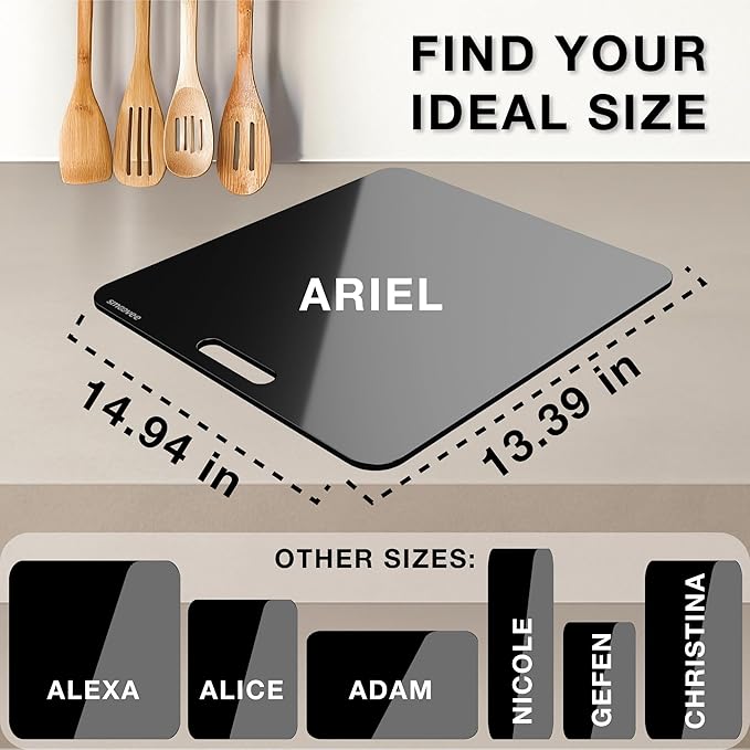Smoovee - Sliding Surface - Ariel White 14.94 x 13.39 inch, Appliance Rolling Tray for Kitchen Appliances – 360° Wheels, Stainless Steel Hubs, Easy‑Clean Durable Tray