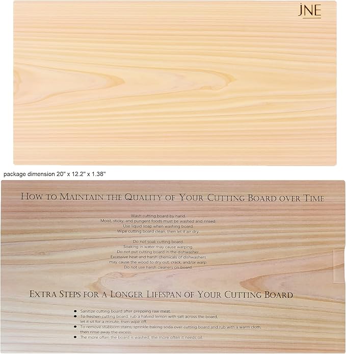 Hinoki Cypress Wood Cutting Board, 19.75" x 12" x1", Reversible Chopping Board, Butcher Board, Serving Board, Solid Single Piece, No Joint, No Glue | Holiday Gift