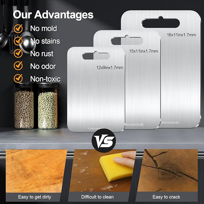 Titanium Cutting Boards Set of 3, Cutting Boards for Kitchen, Double-Sided Food-Grade, No toxic, 2026 Upgrade, Hygiene Durable Dishwasher Safe Chopping Board for Meats, Fruits, Vegetables