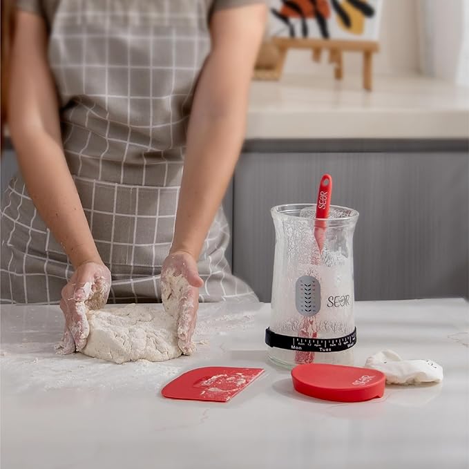 SEOR 8Pc Sourdough Starter Kit; Bread Baking Kit with Sourdough Starter Kit with Jar; Includes 2 Bread Proofing Baskets, Sourdough Tools & Baking Supplies for Artisan Loaves.
