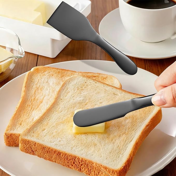 Black Butter Knives Set 7 Pieces Stainless Steel Kitchenware Utensils Gadgets include cheese Knife, Cheese Spreader, Cheese Forks, Cheese Slicer, Cheese Cutter, Butter Knife