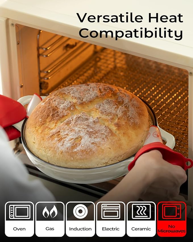 Dutch Oven for Bread Baking-5QT Cast Iron Sourdough Dutch Oven Pot with Lid, Enameled Round Cast Iron Bread Pot with Dome Lid for Homemade, Gifts for Sourdough Bakers, White