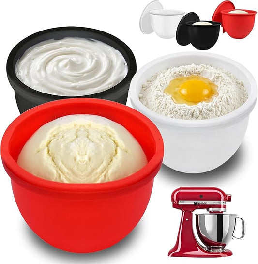 GuanQiao Silicone Bowl Liners for 5 Qt KitchenAid Mixers, 3 Liners with Lids