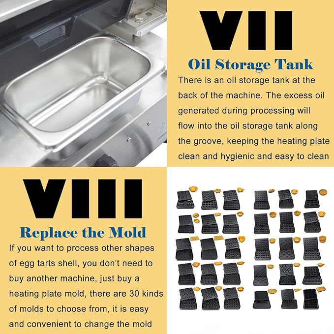 Commercial Egg Tart Crust & Waffle Shell Baking Machine 13-Piece Nonstick Tartlet Baker with Digital Timer Pastry Shell Maker 110V