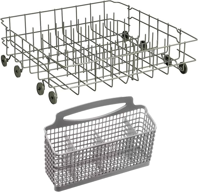 US-Based Supplier – 5304535379 Lower Dishrack Assembly with 5304509753 Dishwasher Silverware Basket – Compatible With Frigidaire Crosley Kelvinator Dishwasher