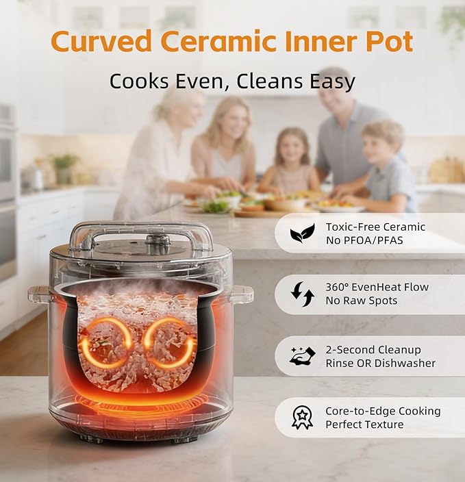 Fullwill Dual-Pot Electric Pressure Cooker, 12-in-1 Multi-Cooker with 6QT Stainless Steel & 5QT Ceramic Pot, for Pressure Cook, Slow Cook, Yogurt & More
