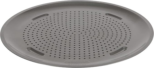GoodCook AirPerfect 14 Inch Insulated Nonstick Carbon Steel Pizza Pan with Cutting Guides, Perforated, Gray
