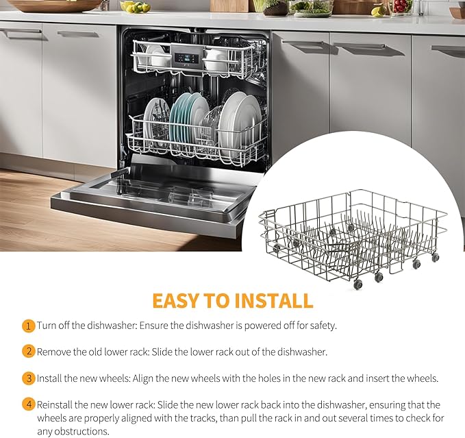 Allstare DD82-01384A Dishwasher Lower Rack Replacement Parts for Samsung Dishwasher Parts 22.4" x 20.5" DW80M2020US DW80R2031US DW80R2031UG DW80N3030UW Samsung Dishwasher Lower Dishrack Bottom Rack