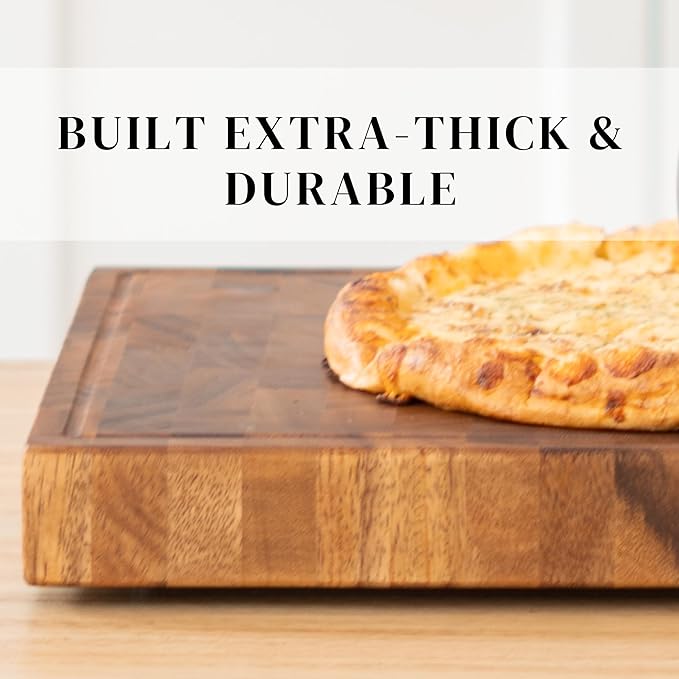 SHUMARU Tropical Walnut End-Grain Wood Cutting Board – 19X12X12" Butcher Block | Handmade in Bali - Silky-Smooth, Juice Groove, Knife‑Friendly, Ergonomic Grips & Non‑Slip Feet