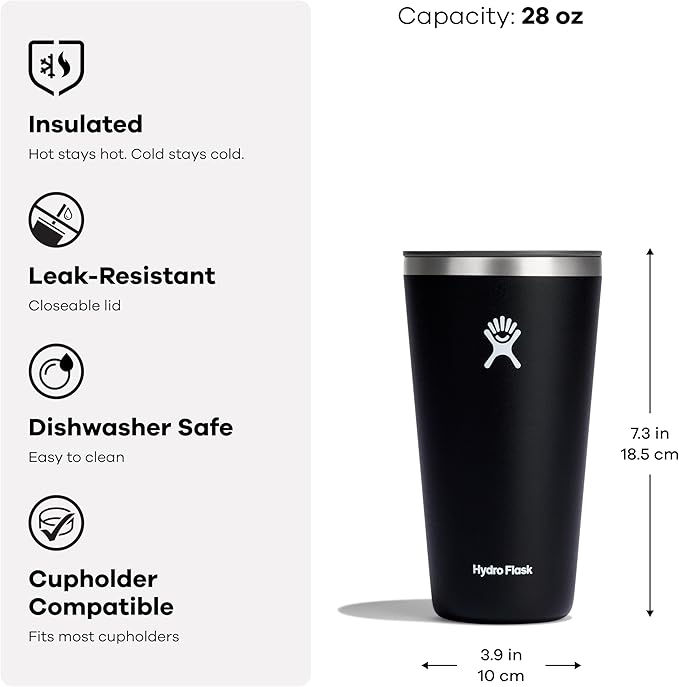 Hydro Flask All Around Tumbler Press-in Lid, Insulated Travel Mug, Stainless Steel Coffee Cup 28 Oz Oat Tan