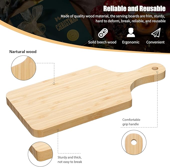 Patelai 6 Pack Thicken Bamboo Cutting Board Bulk Acacia Wood Chopping Unfinished Crafts Serving Charcuterie Boards for DIY Wedding Housewarming Gift (Bamboo Wood)