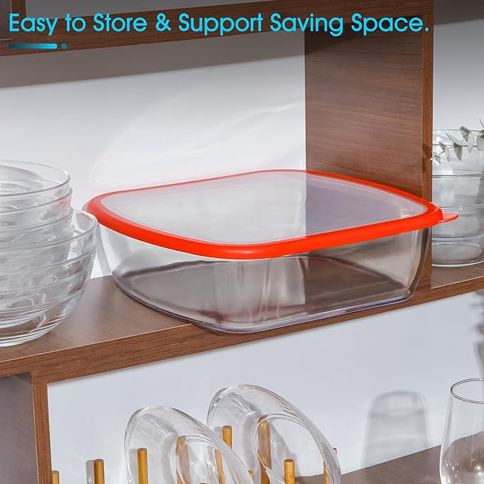 NUTRIUPS 9 x 9 Glass Baking Dish with Lid, 9 x 9 Baking Pan, 2.75QT LARGE and DEEP Baking Dish for Oven