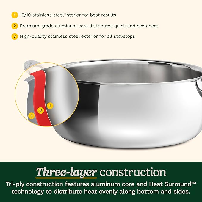 Cuisinart PureClad™ Triple Ply Stainless Steel 4.5 Qt. Dutch Oven w/Cover, PCT3545-24