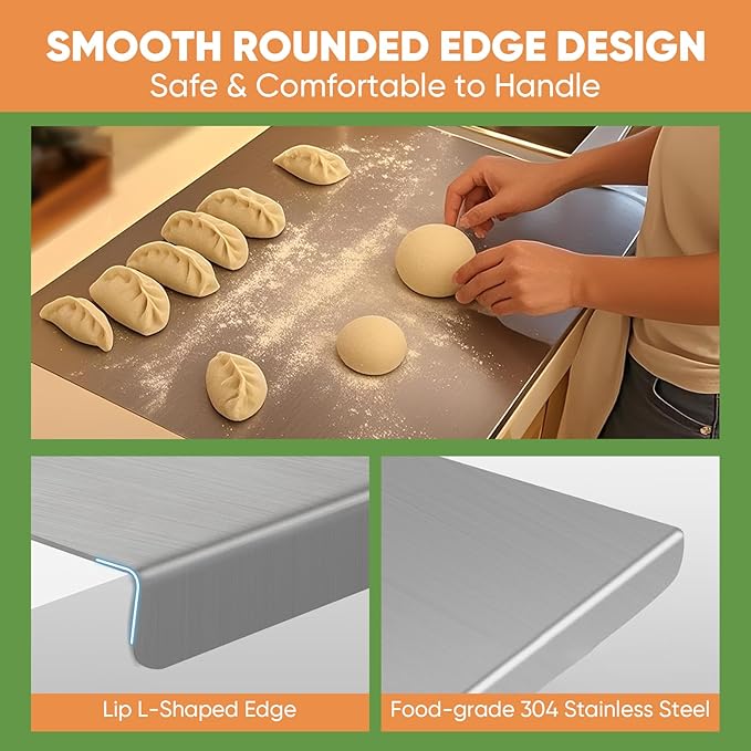Stainless Steel Cutting Board with Non-Slip Pads - Large Kitchen Chopping Board for Baking, Meat, Vegetables & Bread - Dishwasher Safe Easy-Clean Food Prep Pan (11.8inch*11.8inch(30*30cm))