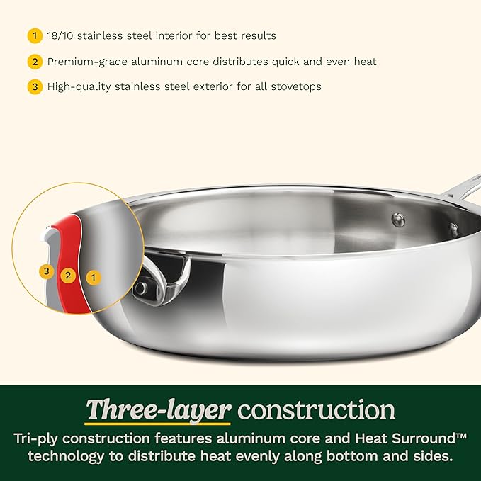 Cuisinart PureClad™ Triple Ply Stainless Steel 5.5 Qt. Saute Pan w/Cover