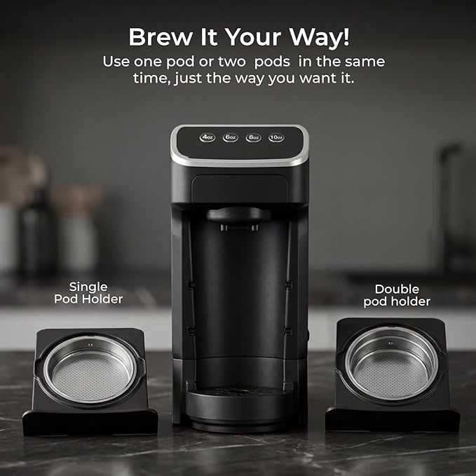 Coffee Machine – Compatible with Senseo Pods – Fast Brewing Single-Serve Coffee Maker with Rich Flavor Extraction, Crema Layer, Space-Saving Sleek Design, Barista-Quality Taste