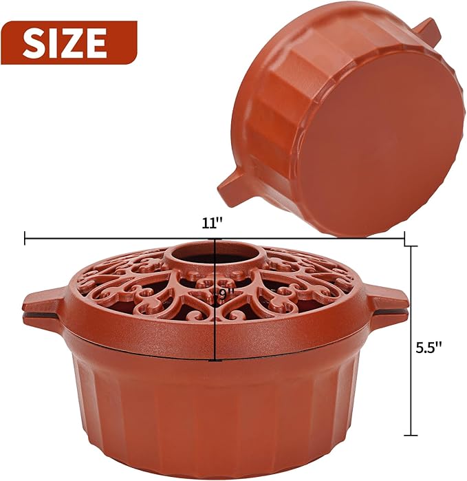 1MORE Wood Stove Steamer- Wood Stove Humidifier Cast Iron with Porcelain Enamel Coating, Fireplace Steamer Pot, Rust Resistant, Home Indoor Decorative, 2.5 Quart Capacity,Red