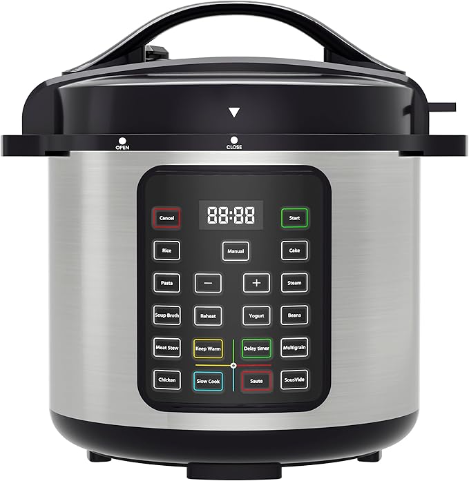 NEWBULIG 8 Quart Electric Pressure Cooker, Stainless Steel Multi Cooker Pressure, 12-in-1 Slow Cooker for Rice, Meat Stew, Porridge, Multigrain, Steam, Yogurt Maker