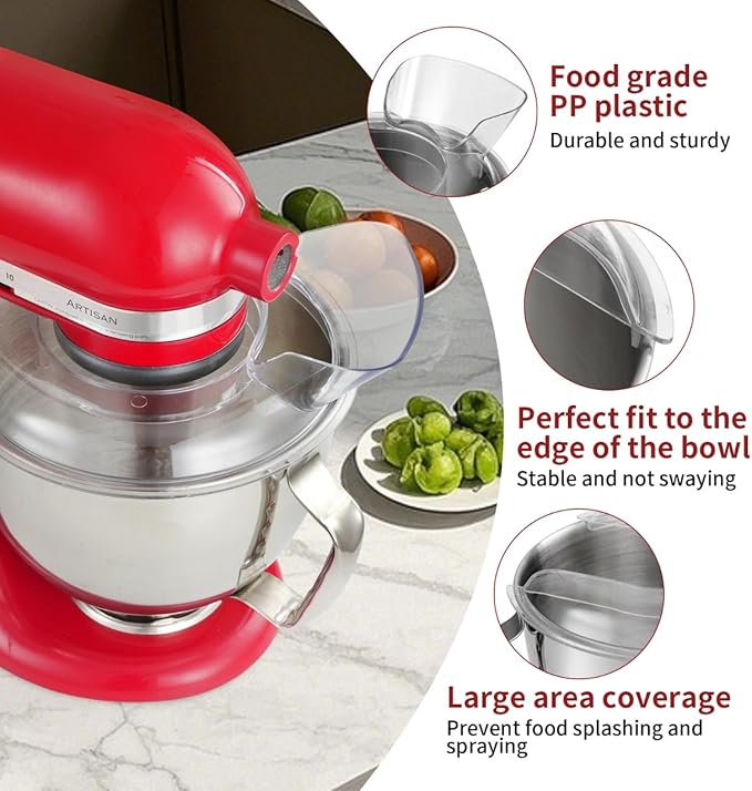 Gdrtwwh 5QT Bowl and Pouring Shield Attachment for Kitchenaid Tilt-Head Stand Mixer