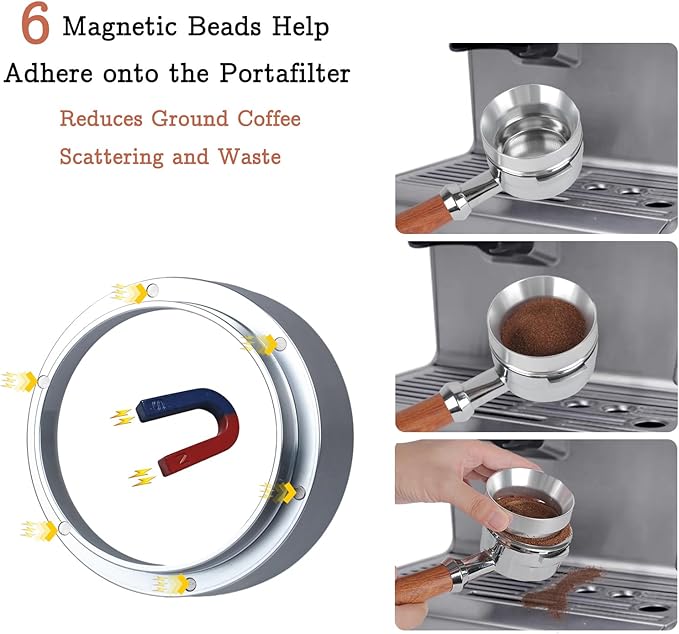 58mm Espresso Tamper Kit - Spring-loaded Coffee Tamper, Adjustable Depth Espresso Distributor Leveler, Magnetic Dosing Funnel Aluminum Metal, Reusable Puck Screen, Fit for 58mm Portafilters