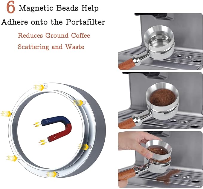 51mm Espresso Tamper Kit - Spring-loaded Coffee Tamper, Adjustable Depth Espresso Distributor Leveler, Magnetic Dosing Funnel Aluminum Metal, Reusable Puck Screen, Fit Delonghi 51mm Portafilters
