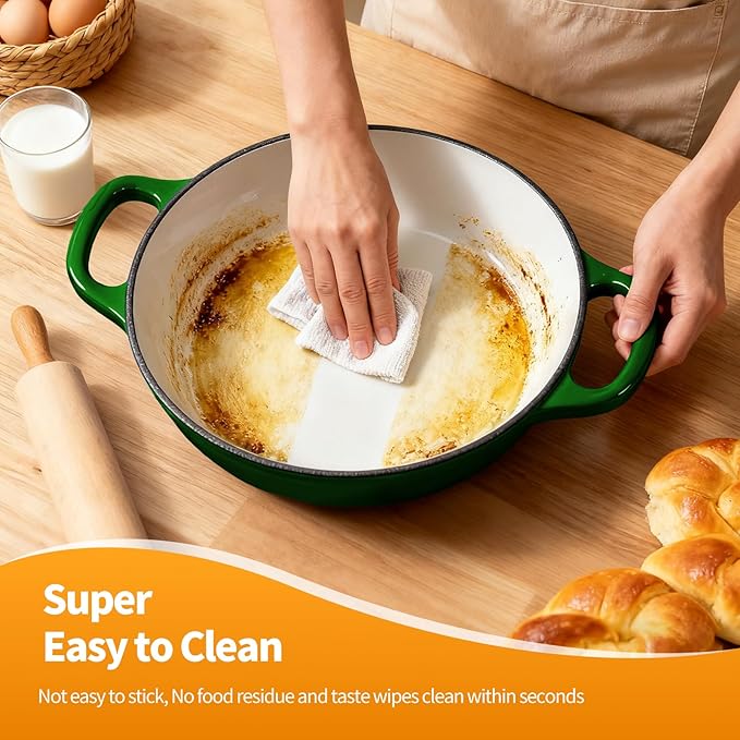 ONKO Dutch Oven For Sourdough Bread Baking, 6QT Enameled Cast Iron Dutch Oven Pot With Lid, Non-stick Sourdough Baking Pan with Bread Dome, Round Ceramic Dutch Ovens Pot with Cloche for Homemade