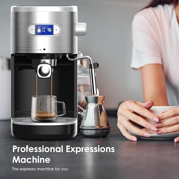 COWSAR Commercial Espresso Machine 20 Bar, Compact Espresso Maker with Milk Frother Steam Wand, Expresso Coffee Machines with 45 OZ Removable Water Tank for Cappuccino, Latte, Home