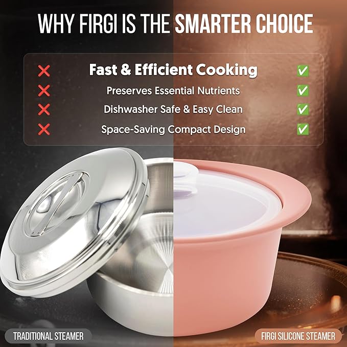 27oz Platinum Silicone Microwave Steamer Pot with Handle & Lid - Korean 100% Food-Grade Steamer Bowl, Heat-Resistant Cooker with Steam Holes, Easy Clean, Dishwasher Safe, Taupe Brown