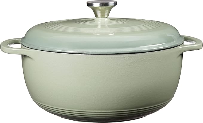 Lodge Essential Enamel Cast Iron Dutch Oven - Perfect for Bread Baking, Braising, Marinating & Slow Cooking - Features Moisture-Sealing Lid & Dual Handles - Kitchen Essentials - 6 Quarts - Desert Sage