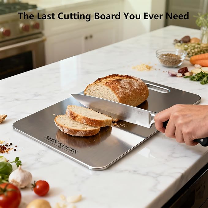 Titanium Cutting Boards For Kitchen, 100% Pure Cut Titanium Cutting Board, Food Grade Quality, Double-sided non-toxic, Easy To Clean, Dishwasher Safe And Will Not Absorb Odors(12L*9W)