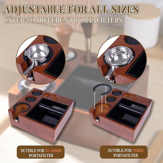 21pcs Espresso Knock Box Set,Espresso Tamping Station,Tamping Station Fit for Storage 51/54/58mm Coffee Accessories,Detachable Coffee Dump Bin,Includes WDT Tool,Brush,Towel,Spoon,Decorative Stencils