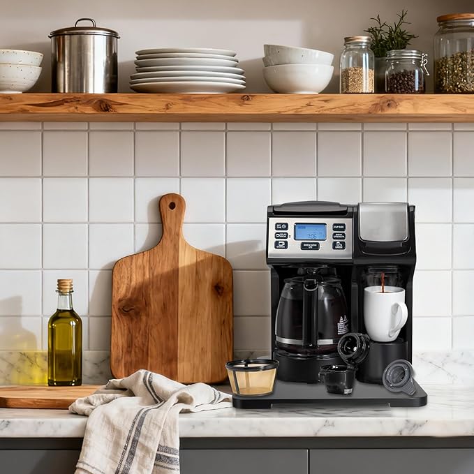 Appliance Slider 360° Rolling Tray for Coffee Maker Bamboo Coffee Pot Slider Tray Countertop Rotation Sliding Tray with Wheels, Small Appliances Mat Easily from Under the Cabinet Black(13.9"×11.6")