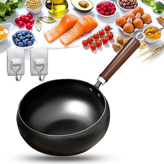 Uncoated Thick Iron Pot, Japanese Uncoating Cast Iron Pot, IronPot Pro, Multifunctional Non-Stick Cast Irons Wok with Lid, High Purity Irons Frying Pan for Cooking (Smooth, L-11in)
