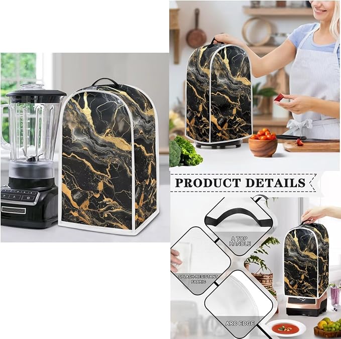 Black Marble Kitchen Appliance Cover Set - Universal Blender, Slow Cooker, Toaster & Waffle Maker Covers