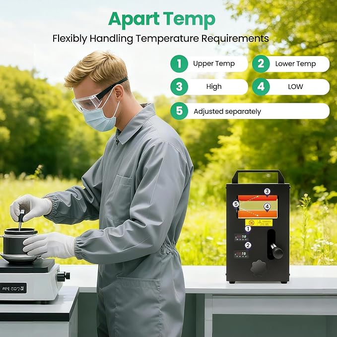 4Ton Hydraulic Heat Press Machine, 800W Portable Press Machine, 400℉Temp Dual Adjustable Heating Plates 110V 7A High Pressure Heat Press w/10 Baking Papers, 1Stainless Steel Tool for Plastic