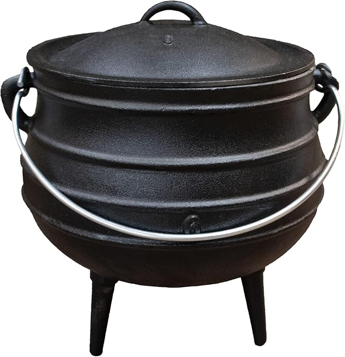 Lehman's Campfire Cooking Kettle Pot - Cast Iron Potje Dutch Oven with 3 Legs and Lid, 13.5 inch, 3.5 gallon