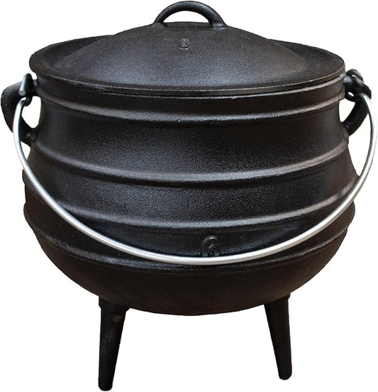 Lehman's Campfire Cooking Kettle Pot - Cast Iron Potje Dutch Oven with 3 Legs and Lid, 13.5 inch, 3.5 gallon
