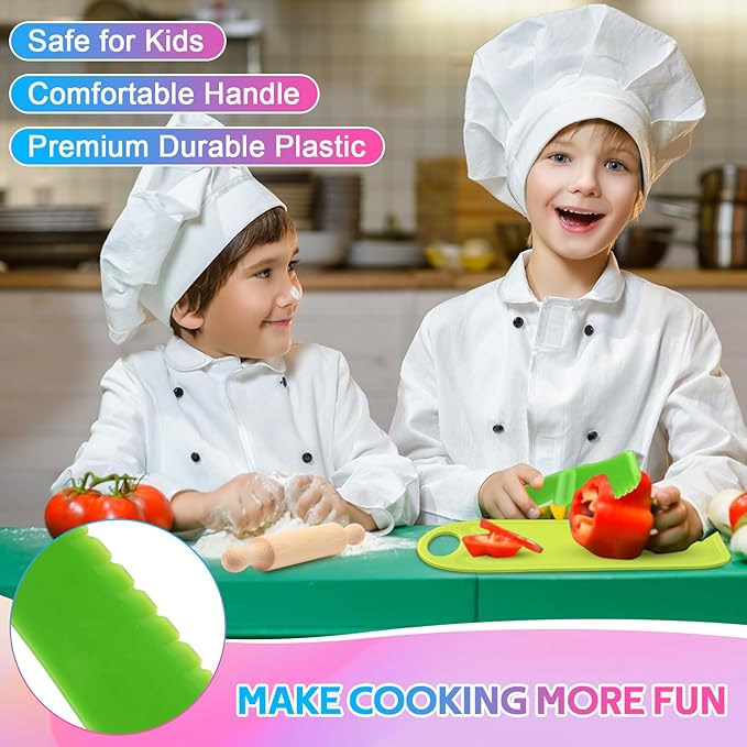 90 Pcs Kids Cooking Set Bulk for Real Food Making Kitchen Baking Tools Supply Fruit Knife Cutting Board Adjustable Children Aprons Egg Beater Spatula Rolling Pin Birthday Christmas Utensils Gift