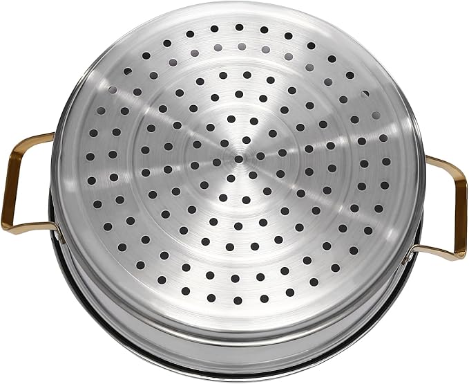 Stainless Steel Steamer Pots, Non-Stick Meat Vegetable Cooking Steam Pot Kitchen Steamer Cooker Dumpling Steamer Cookware Steaming Pots for Induction Cookers, Electric Ceramic Stoves (3-Tier, 32CM)