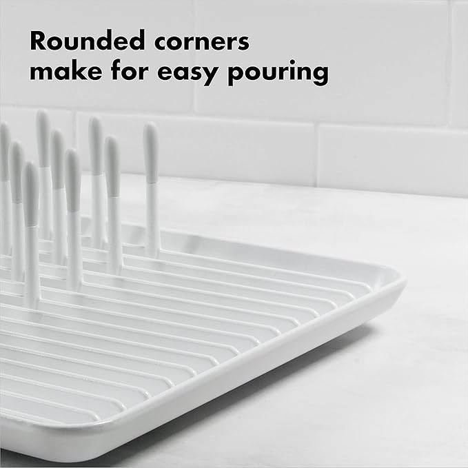 OXO Good Grips Compact Dish Rack Biscuit | For Dishware | 13-3/4 x 10-3/8 x 3-1/2 Inch | Non-Skid Feet | Pack of 4