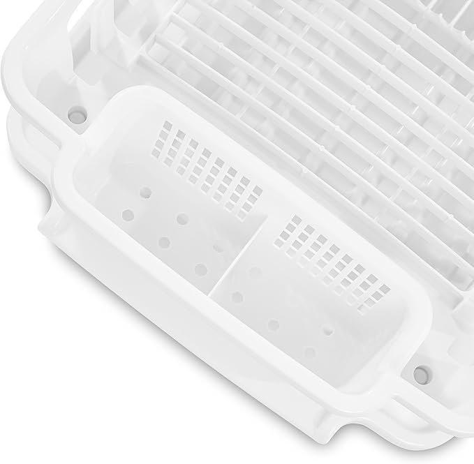 Sterilite Large 2 Piece Sink Set, with Drainboard for Drying, Holds Clean Dishes in the Kitchen such as Plates, Cups, and Silverware, White, 6-Pack