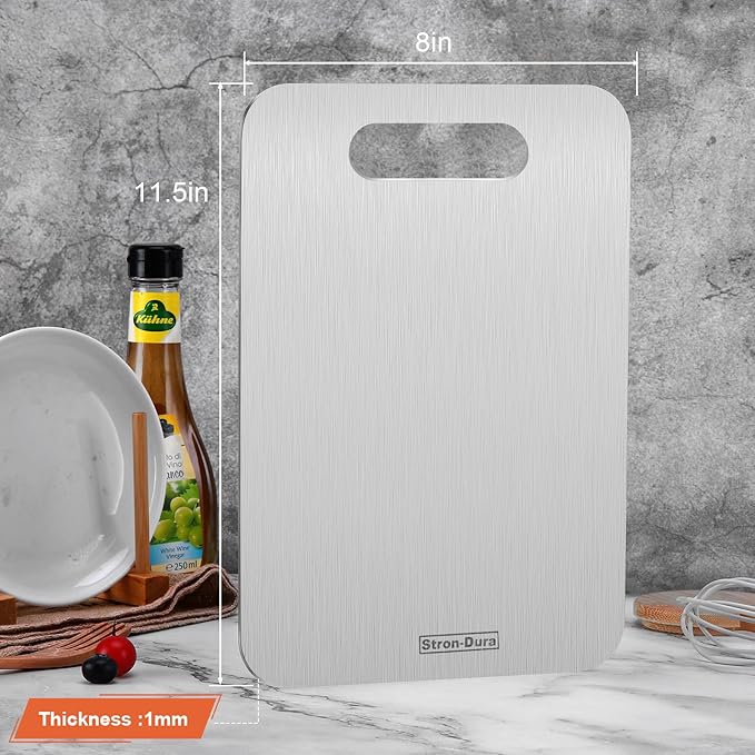 Stron- Dura Cutting Board - 304 Food Grade Stainless Steel Cutting Boards for Kitchen- for cutting Meat, Fruit, Vegetables, Outdoor or Indoor 11.5" X 8" (1, Small)