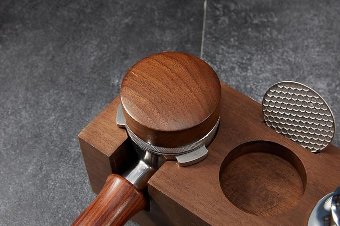 54mm distributor called Adjustable Depth espresso leveler Compatible with Breville Machine Accessories The coffee leveler Made of Stainless Steel and Walnut wood