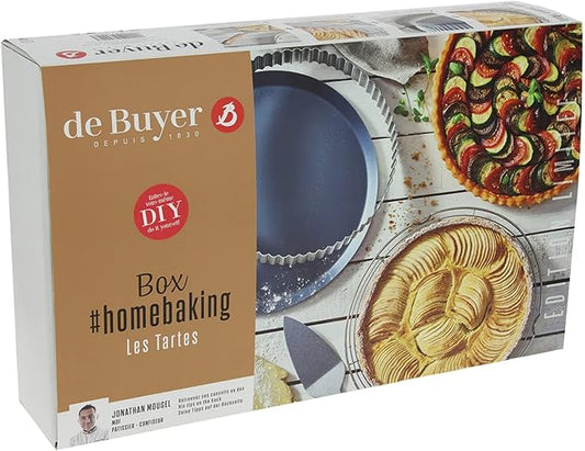 de Buyer Home Baking Box for Pie & Tart - DIY Pastry-Making Kit - Includes Fluted Tart Ring, Baking Sheet, Cooling Rack + Cake & Pie Server