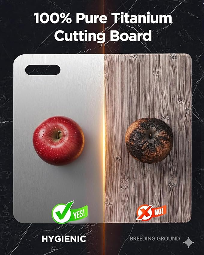 Katuchef Titanium Cutting Board for Kitchen, 100% Pure Titanium Cutting Board Food Grade,Non Toxic chopping board, Dishwasher safe, Easy to Clean Large Size, 15”x9.6”