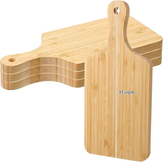 Patelai 4 Pack Thicken Bamboo Cutting Board Bulk Acacia Wood Chopping Unfinished Crafts Serving Charcuterie Boards for DIY Wedding Housewarming Gift (Bamboo Wood)